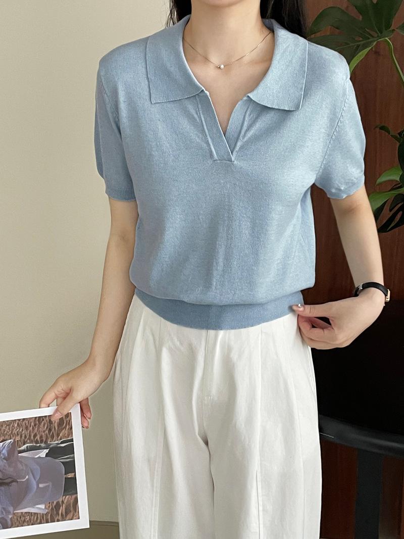 Knitwear |  Womens Knit Polo Solid Short Sleeve Top Clothing Knitwear