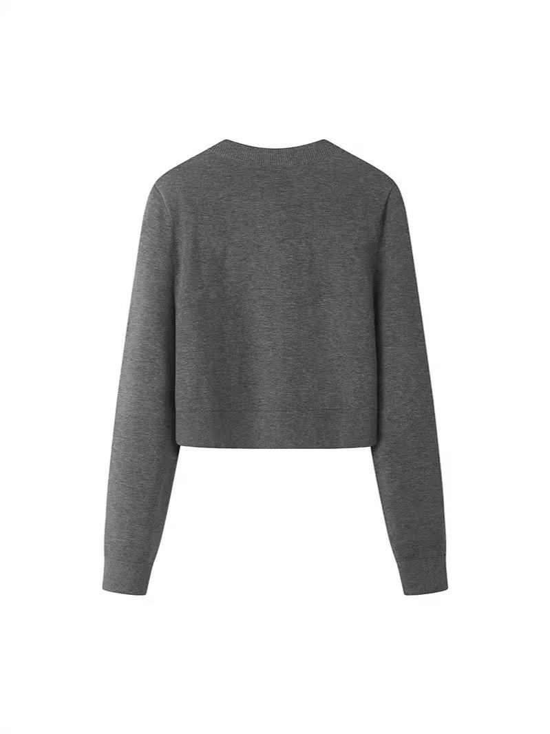 Knitwear |  Womens Knit Round Neckline Solid Button Cardigan Clothing Grey