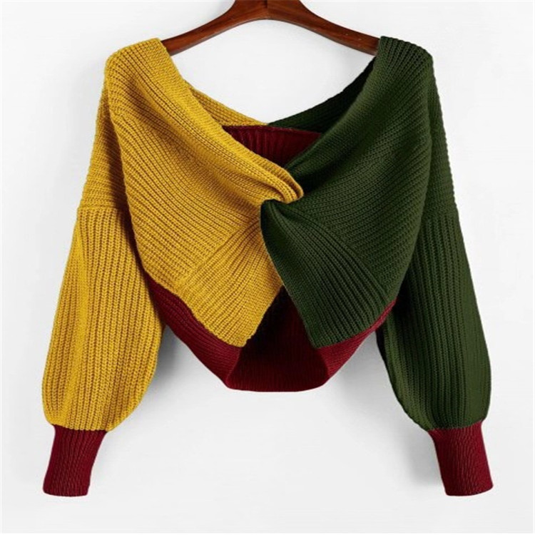 Knitwear |  Womens Knitted V-Neck Colorblock Sheep Cow Button Cardigan Clothing Green