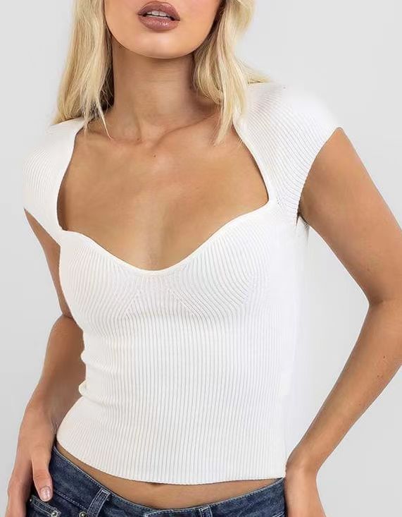 Knitwear |  Womens Sweetheart Solid Knitted Crop Top Clothing Grey