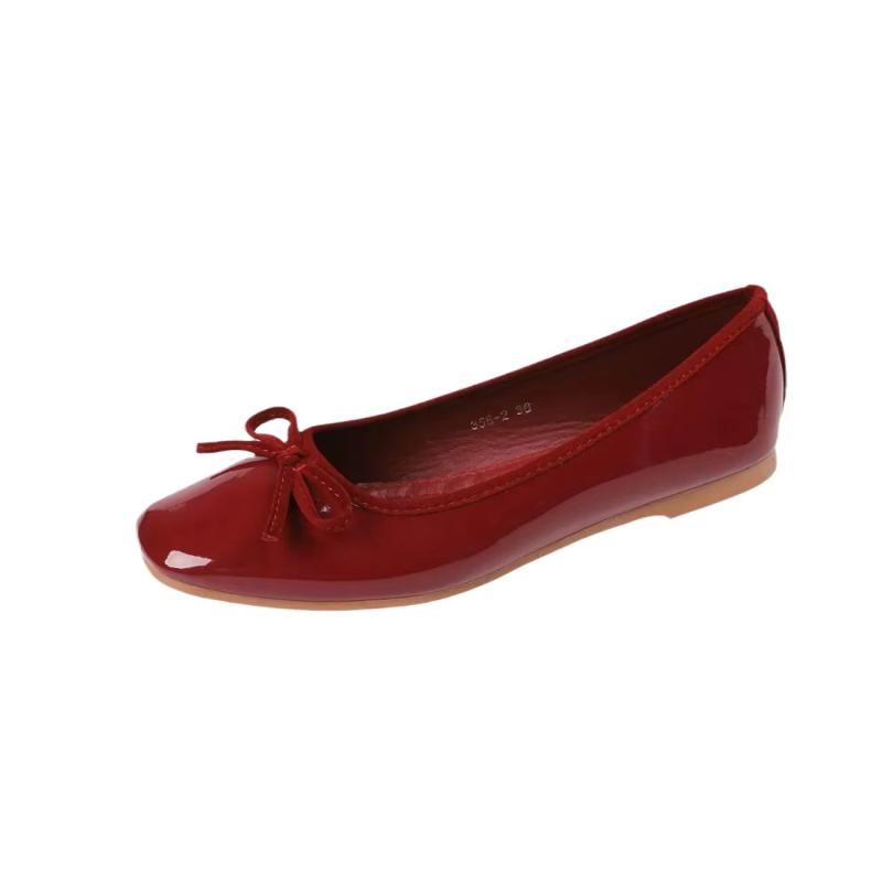 Mary Janes |  Womens Bowknot & Faux Patent Leather Trimmed Mary Jane Flats Mary Janes Mary Janes