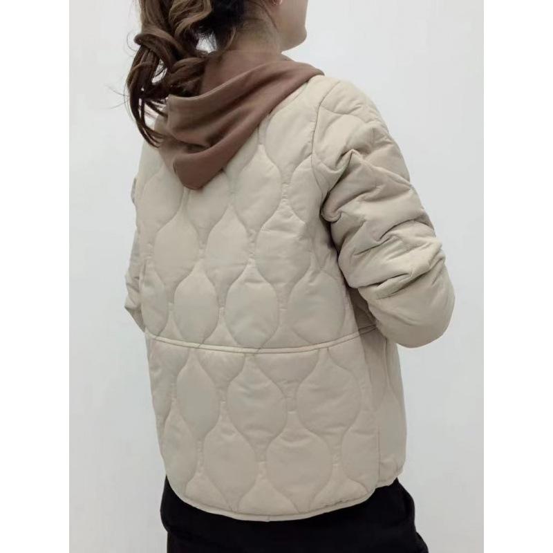 Outerwear |  Womens Chaqueta Acolchada Con Cremallera Y Bolsillo De Cuello De Pana Clothing Caqui