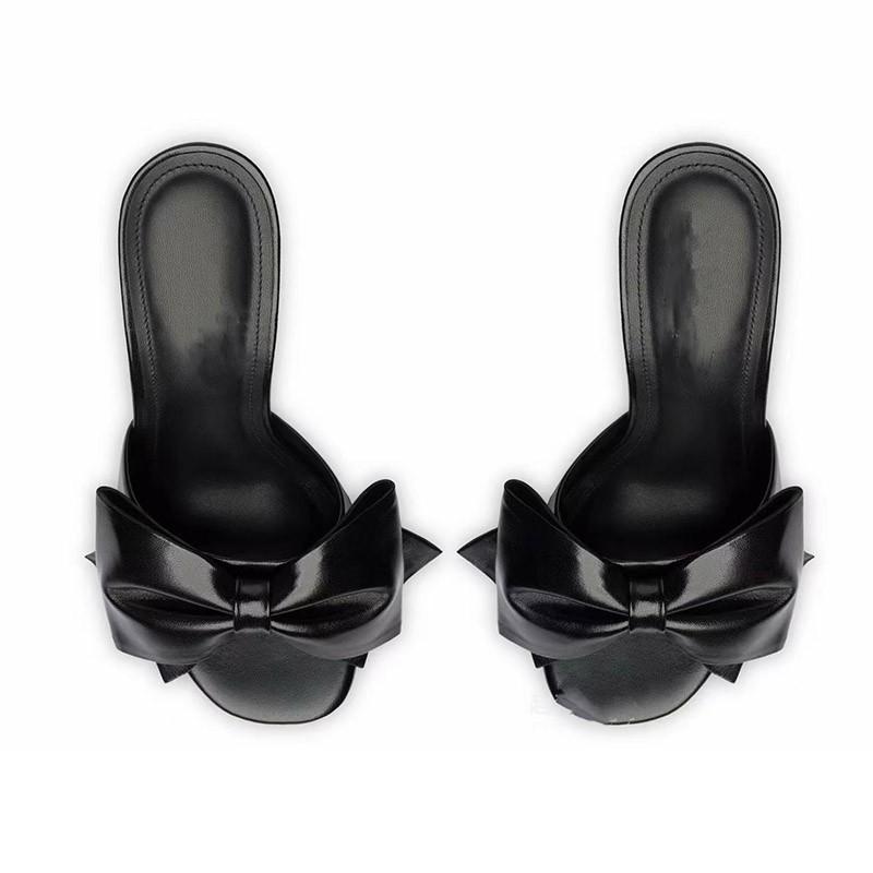 Slippers |  Womens Bowknot Slippers Shoes Black & White