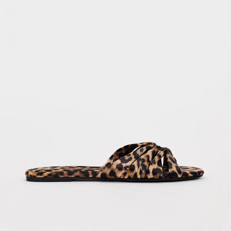 Slippers |  Womens Leopard Print Slippers Shoes Brown