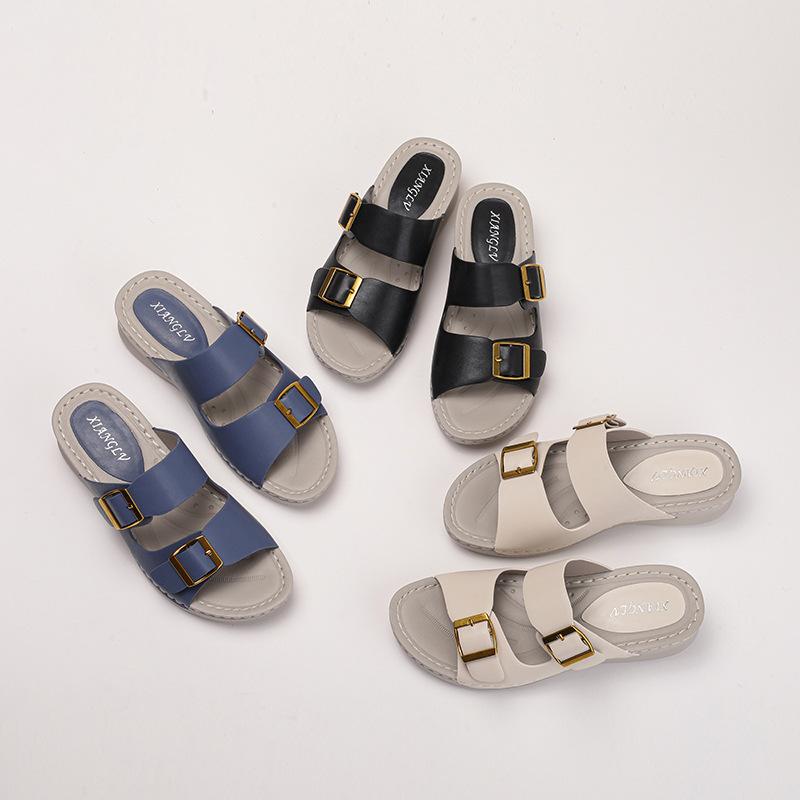 Slippers |  Womens Two Strap Sandals Shoes Black