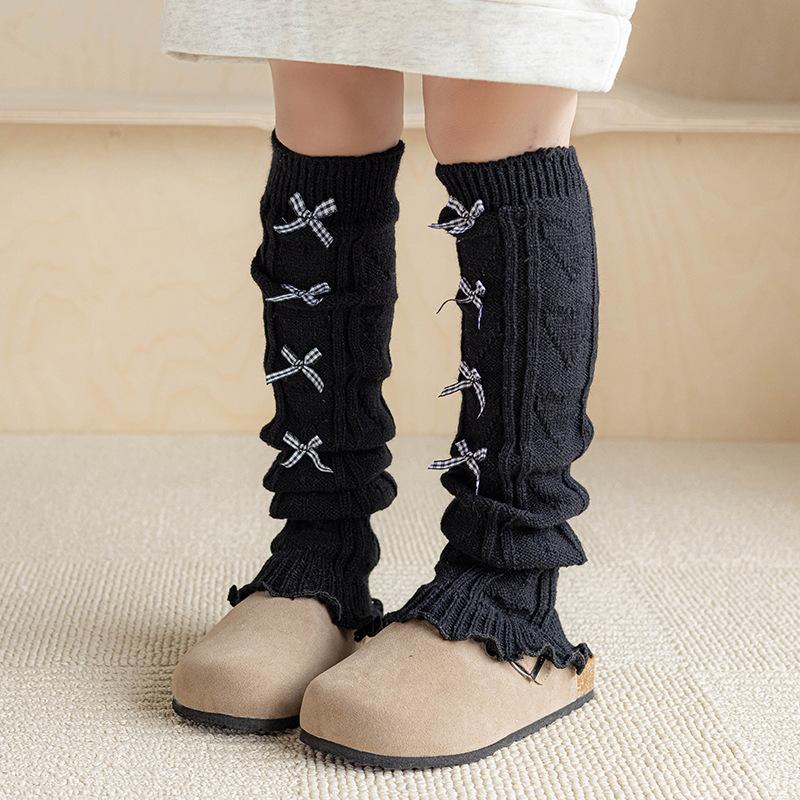 Socks & Tights |  Womens Lace-Up Bowknot Leg Warmers Accessories Black