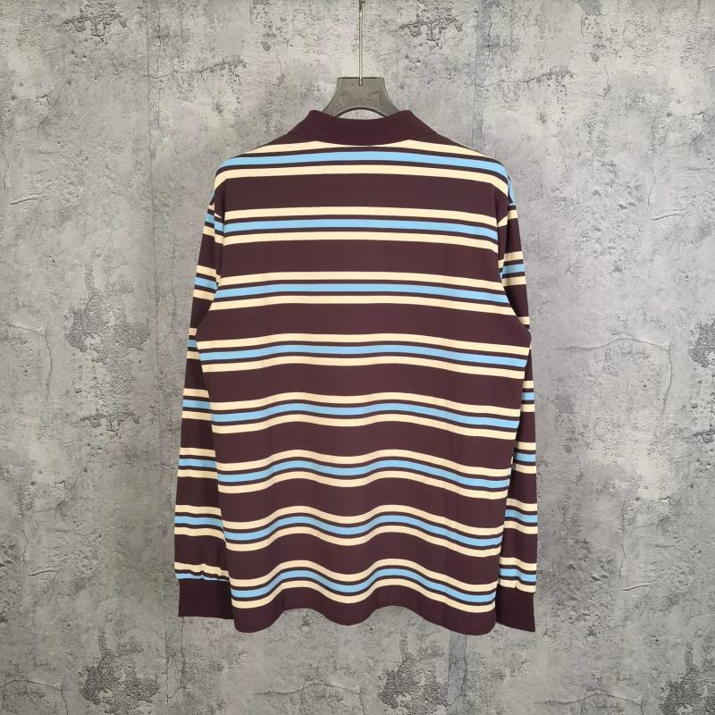 Tops |  Womens 100% Cotton Polo Striped Oversized Sweatshirt Clothing Burgundy