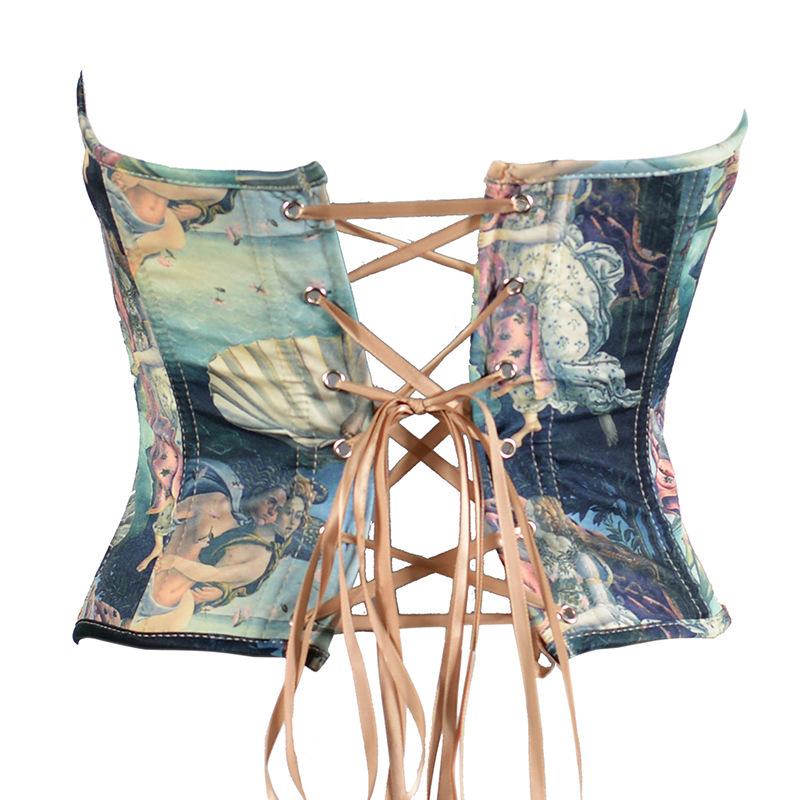 Tops |  Womens Abstract Painting Lace Up Corset Tube Top Clothing Multicolor