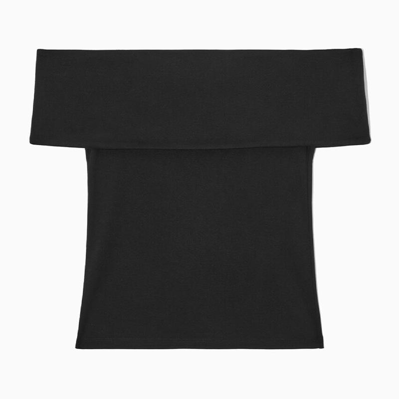 Tops |  Womens Asymmetrical Neck Short Sleeve Crop Top Clothing Dark Grey