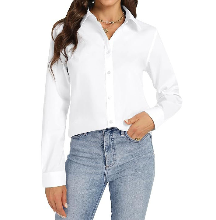 Tops |  Womens Collar Solid Button Long Sleeve Blouse Clothing Tops