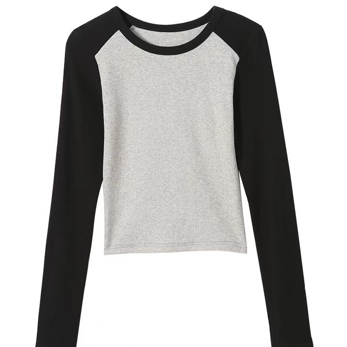 Tops |  Womens Cotton-Blend Round Neckline Solid Raglan Sleeve Tee Clothing Grey