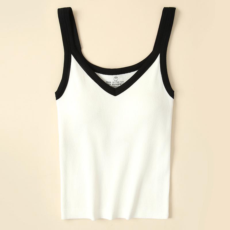 Tops |  Womens Knit U-Neckline Contrasting Binding Bowknot Tank Top Clothing Tops