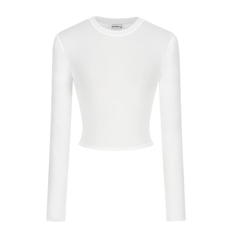 Tops |  Womens Round Neckline Horse Graphic Long Sleeve Crop Top Clothing Cream