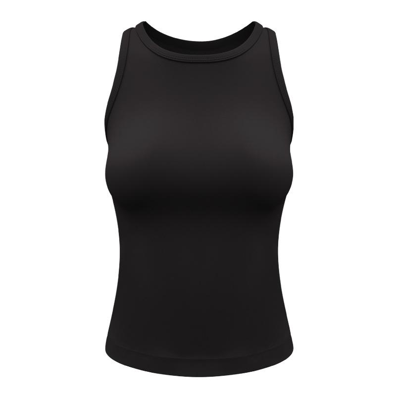 Tops |  Womens Seamless Round Neckline Solid Tank Top Clothing Black