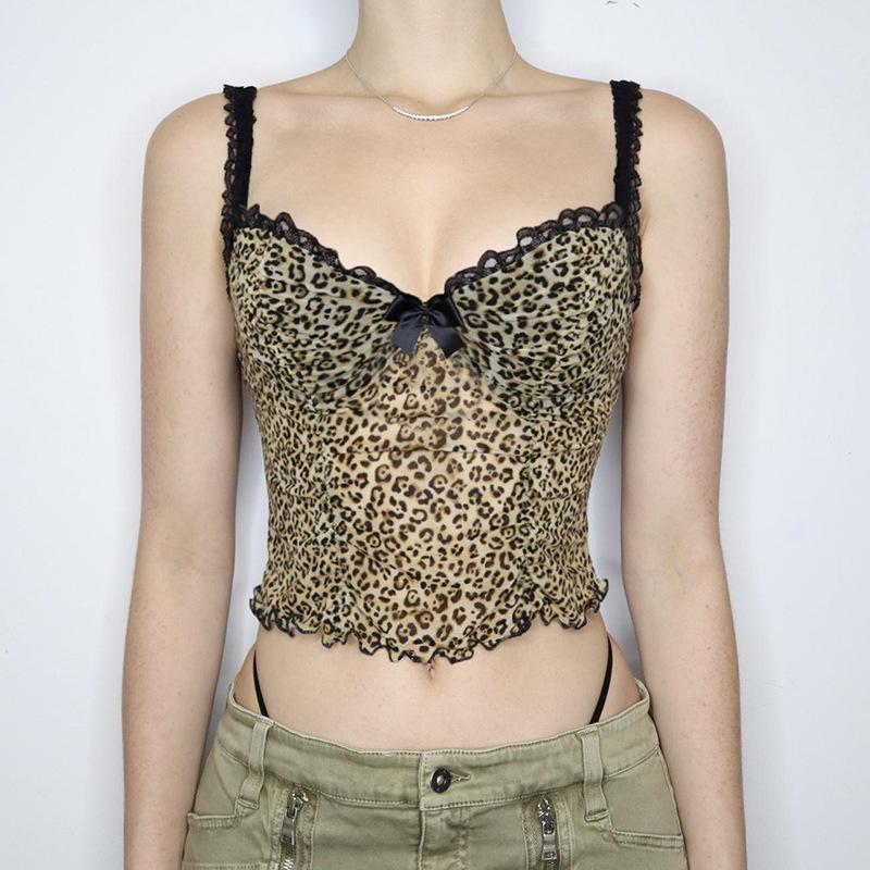 Tops |  Womens V-Neck Leopard Contrasting Binding Long Sleeve Top Clothing Tops