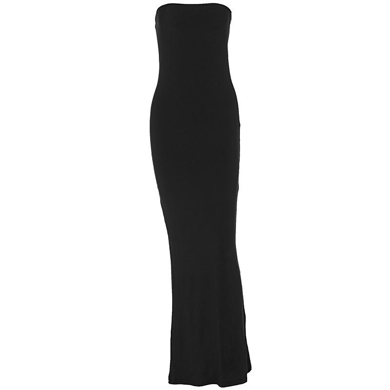 Dresses |  Womens Jersey Strapless Contrasting Binding Knotted Ruched Midi Dress Clothing Black