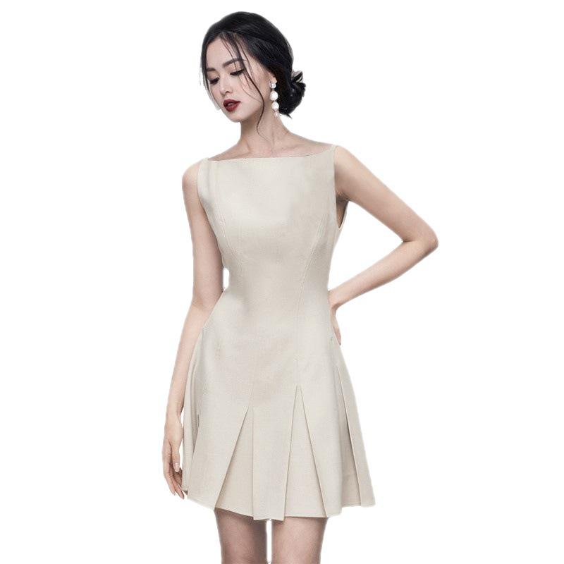 Dresses |  Womens Linen-Blend Solid Button Mini Dress Clothing Beige