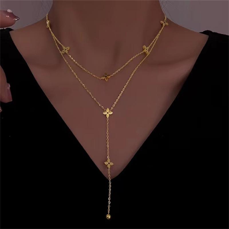 Jewelry |  Womens Rhinestone Decor Y-Shaped Necklace Accessories Gold